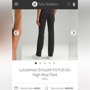 EUC $148 lululemon athletica Smooth Fit high rise pull on work pants Black 4 31”